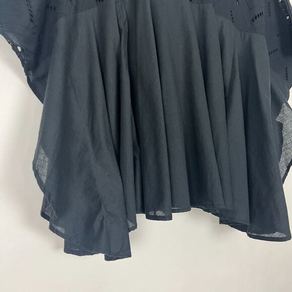 World Market Layla Blouse Womens One Size Black Windowpane Eyelet Peasant Top - Picture 4 of 14